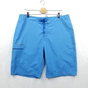Simms Board Shorts Men 38 Blue Solarflex Swim Trunks Guides Anglers Boating Fish